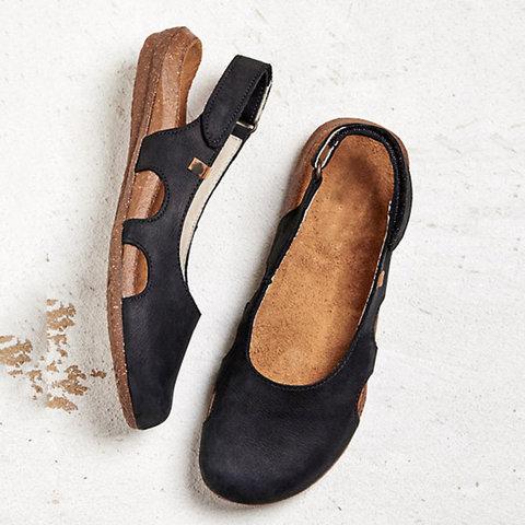 Beef Tendon Hollow Out Suede Comfy Sandals - fashionshoeshouse
