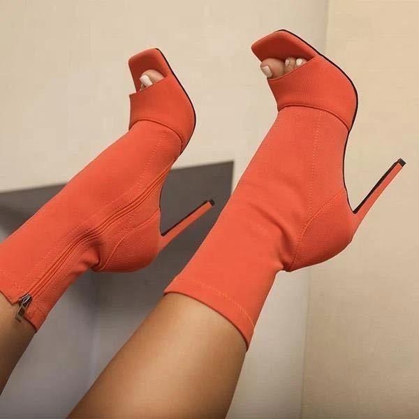 Women's sexy stiletto heeled peep toe square toe booties