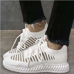 Women breathable sneakers lace-up mesh fabric sport running shoes