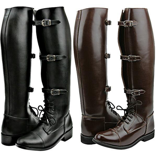 Men's knee high riding boots | Buckle strap tall knight boots