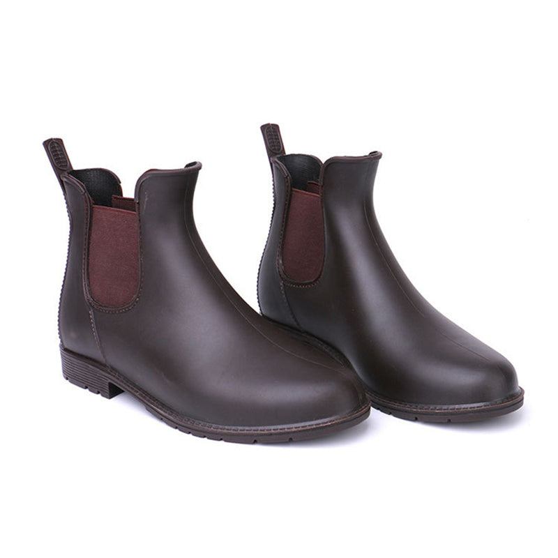 Women's waterproof chelsea boots flat ankel high rain boots