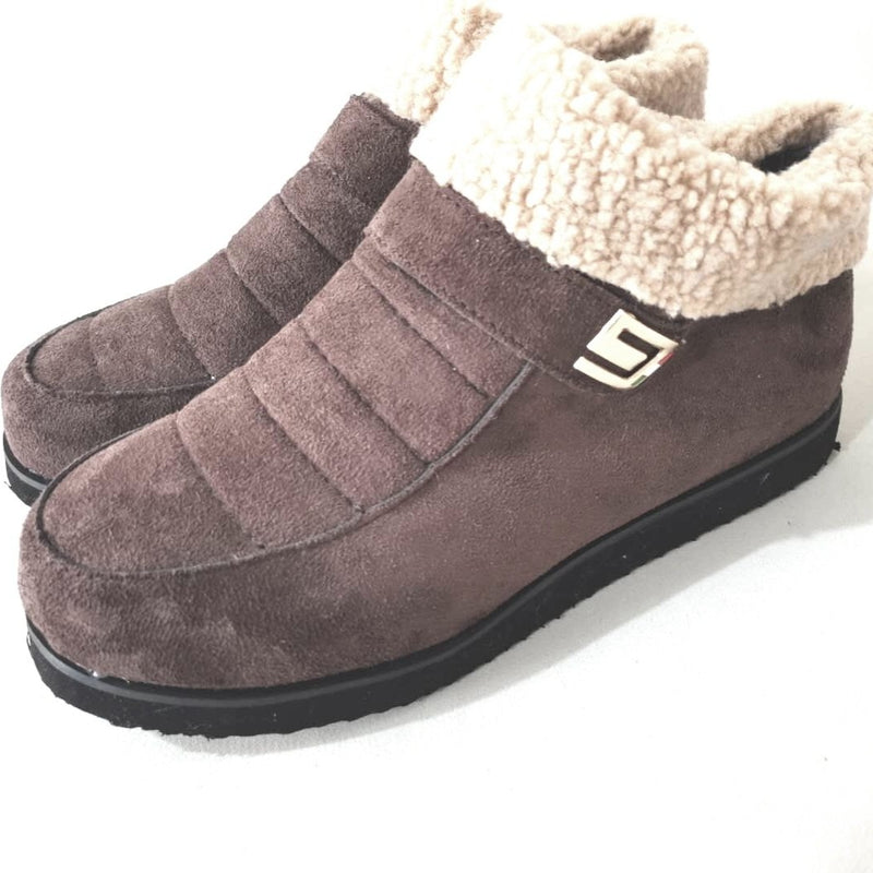 Women's warm lining slip on ankle boots