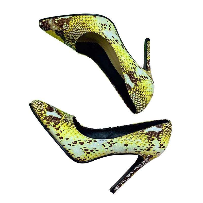 Women's snakeskin stiletto high heel pumps pointed toe heels