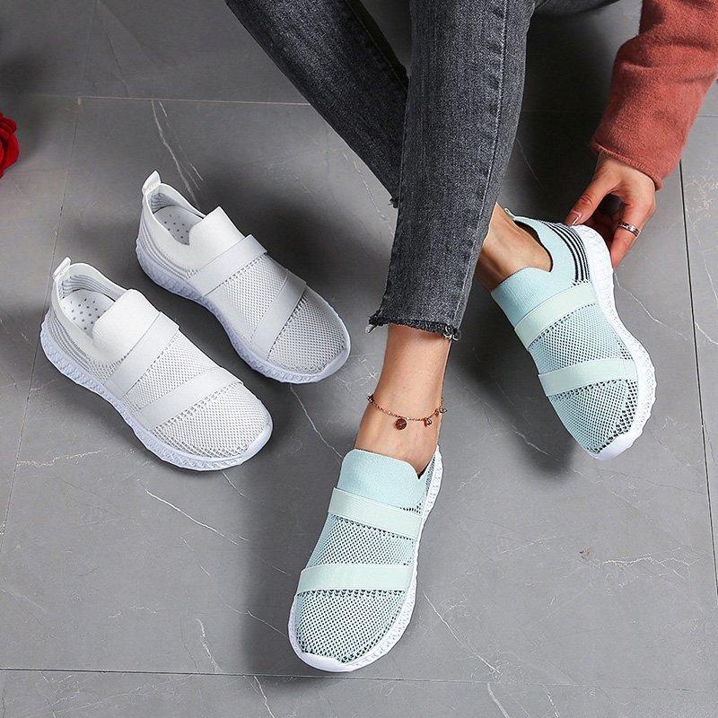 Women's fly knit stretchy slip on sneakers lightweight comfy walking