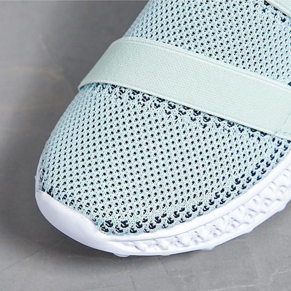 Women flyknit fabric sneakers slip-on casual sport shoes
