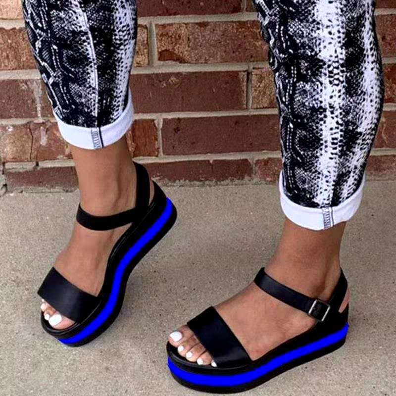 Women's thick platform one band ankle strap sandals