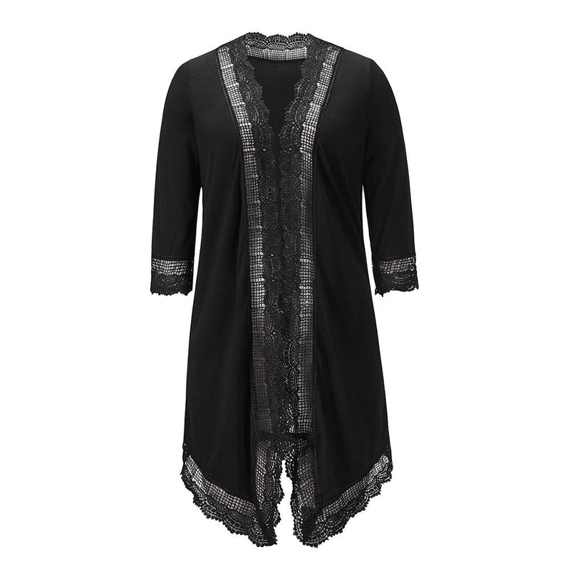 Women spring summer lace casual loose open front cover ups tops smock cardigan