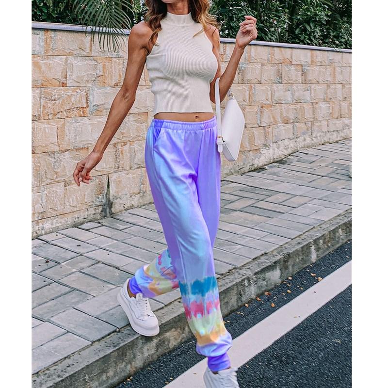 Women's candy color jogger pants elastic waist sweatpants for spring/summer