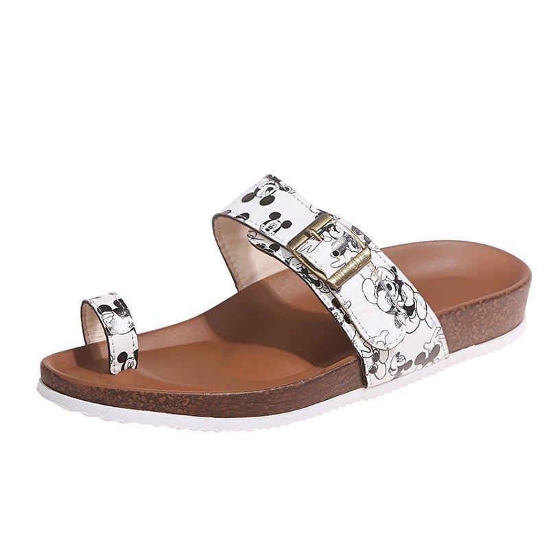 Women's ring toe slip on footbed sandals