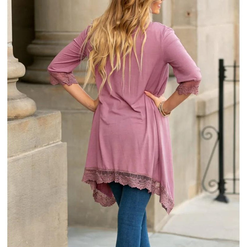 Women spring summer lace casual loose open front cover ups tops smock cardigan