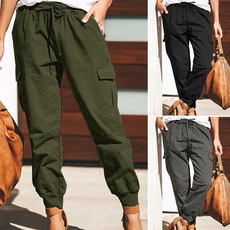 Women's mid rise drawstring cargo pants