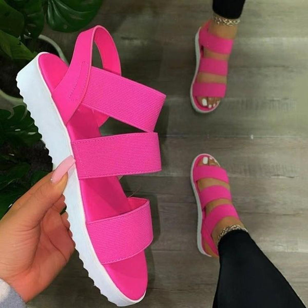 Women's fashion bight color sandals flat comfortable walking sandals
