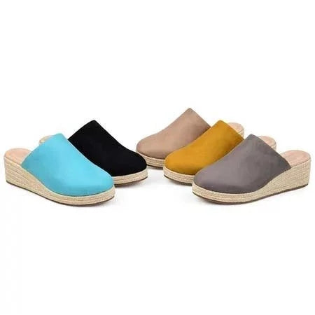 Mule Sandals Espadrilles Wedges Closed Toe Women Slide Sandals - fashionshoeshouse