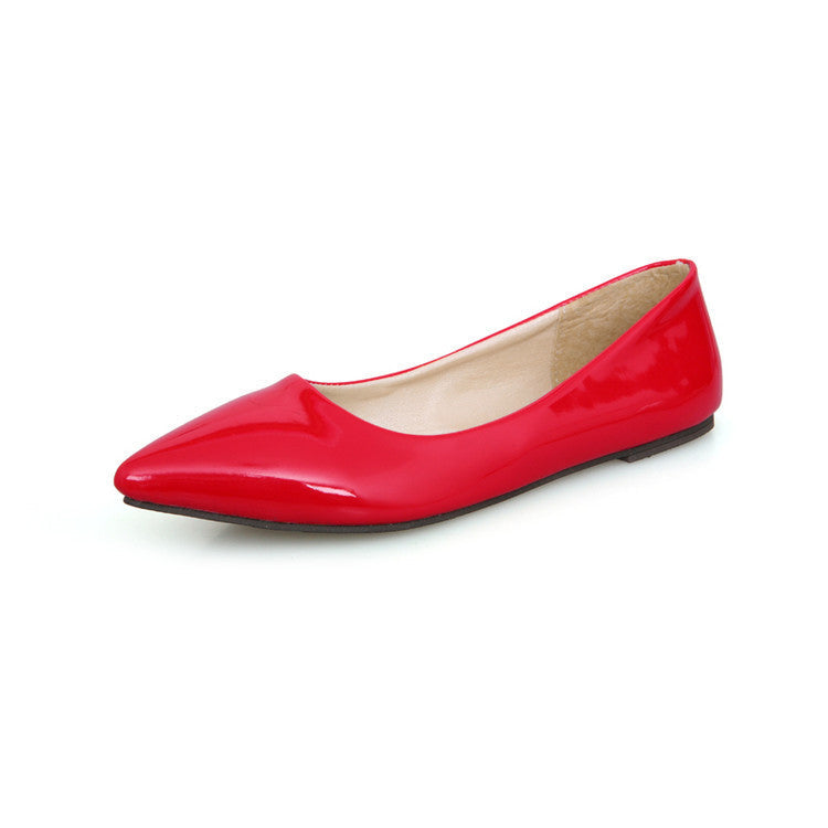 Women's spring summer candy color pointed toe slip on flats | Office work flats