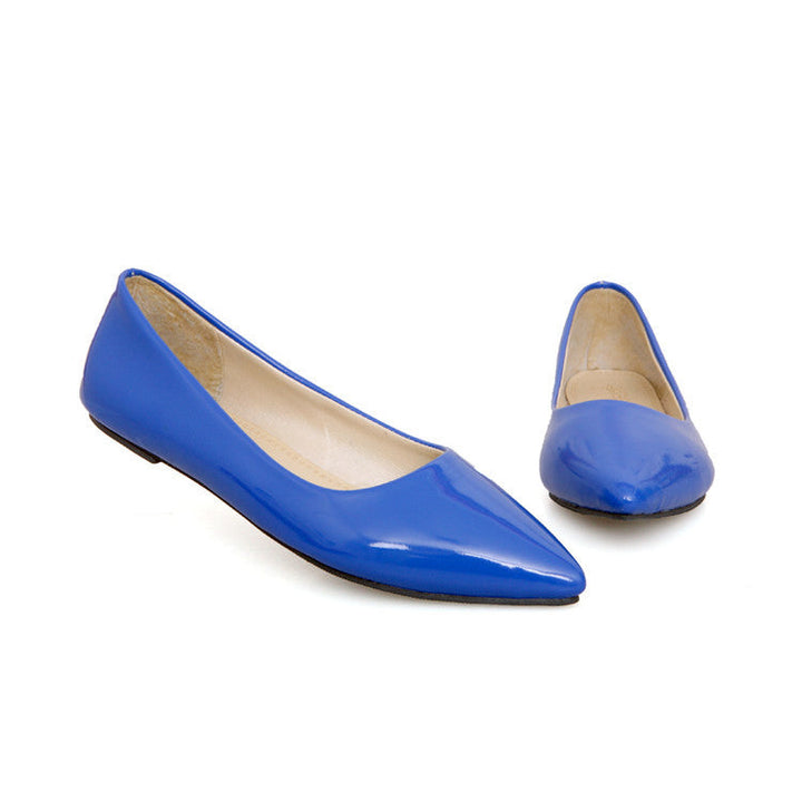 Women's spring summer candy color pointed toe slip on flats | Office work flats