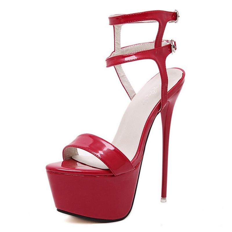 Women's platform peep toe stiletto high heels sandals 2 ankle buckle strap heels for party