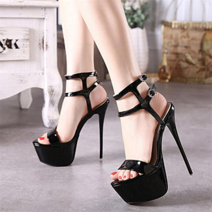 Women's platform peep toe stiletto high heels sandals 2 ankle buckle strap heels for party