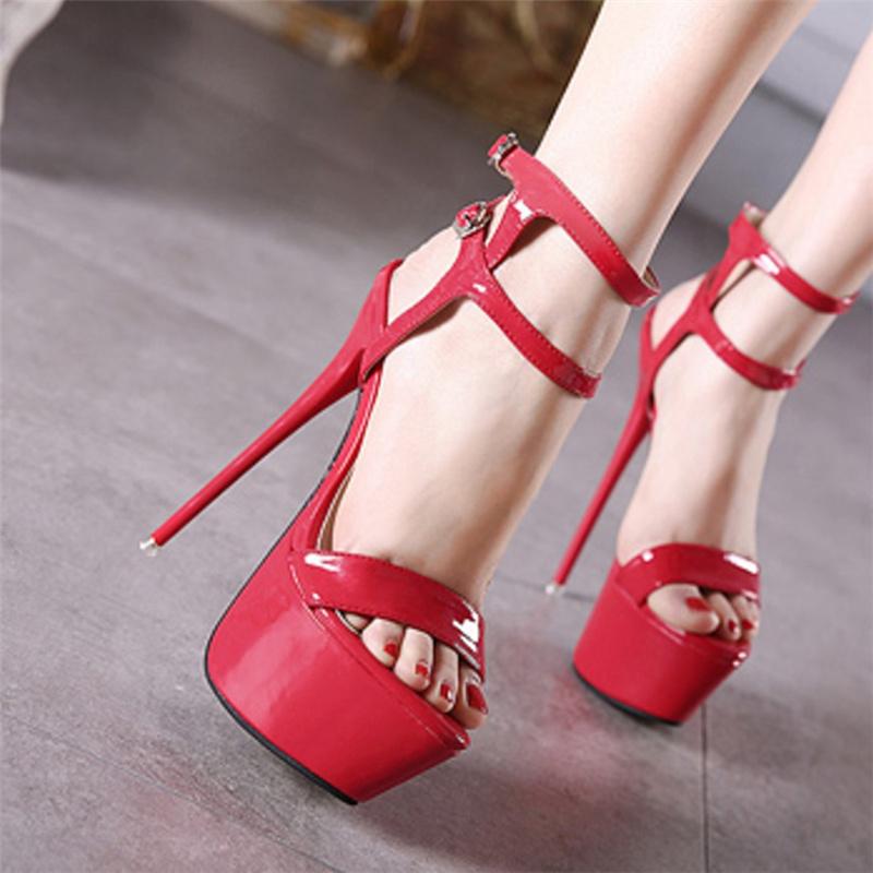 Women's platform peep toe stiletto high heels sandals 2 ankle buckle strap heels for party