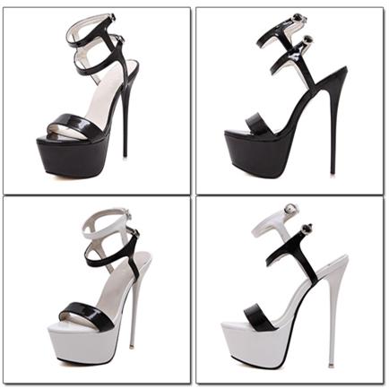 Women's platform peep toe stiletto high heels sandals 2 ankle buckle strap heels for party