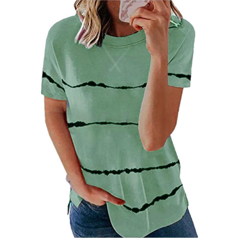 Women's striped casual crew neck tees