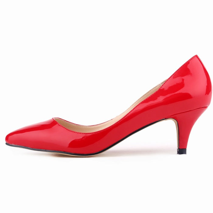 Pointed toe kitten heels pumps medium heels office work shoes bridal pumps