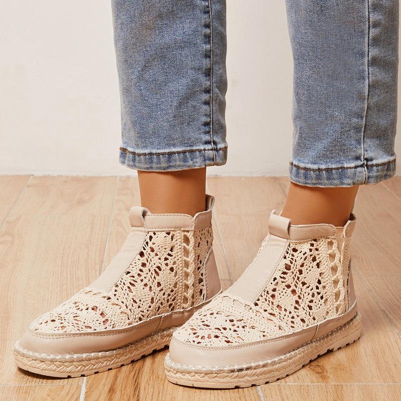 Lace hollow slip on summer boots