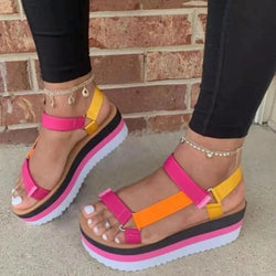 Women arch support strap colorful thick platform velcro sandals