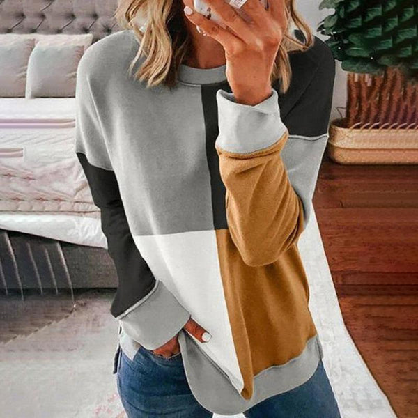 Women's color stripe long sleeves pullovers sweatshirts