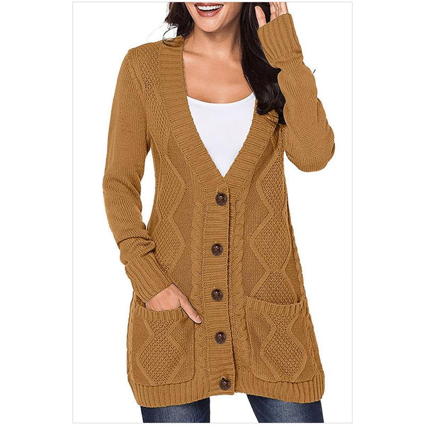 9 Colors women v neck button-down knit cardigan sweater with pockets