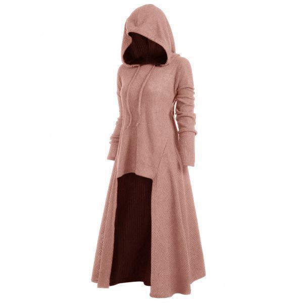 Women hooded maxi long cape coat dress swing coat outerwear