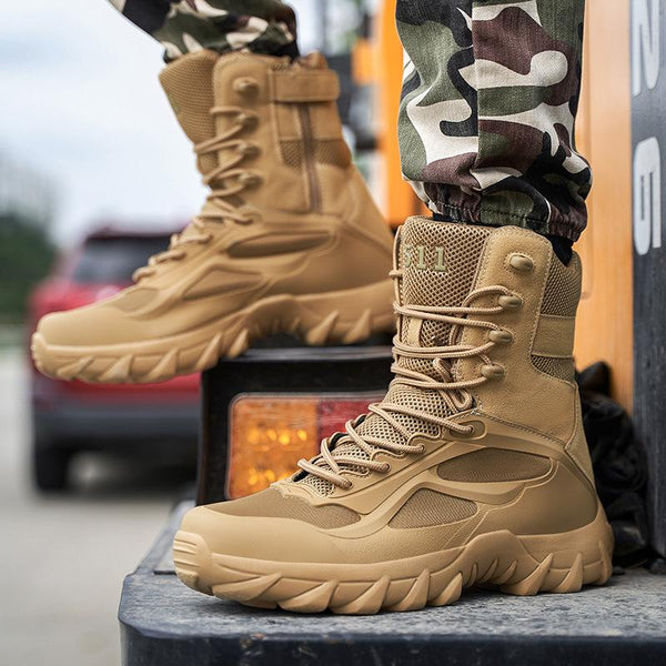 Chunky platform front lace military combat boots for men | High cut martin boots
