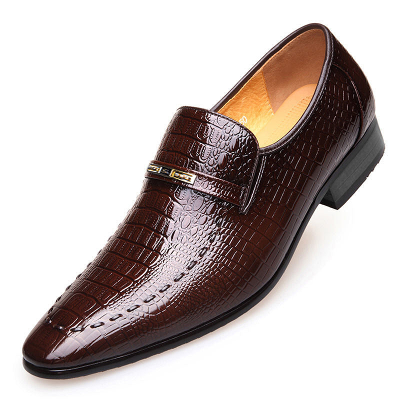 Men's crocodile texture workwear shoes casual slip on loafers shoes