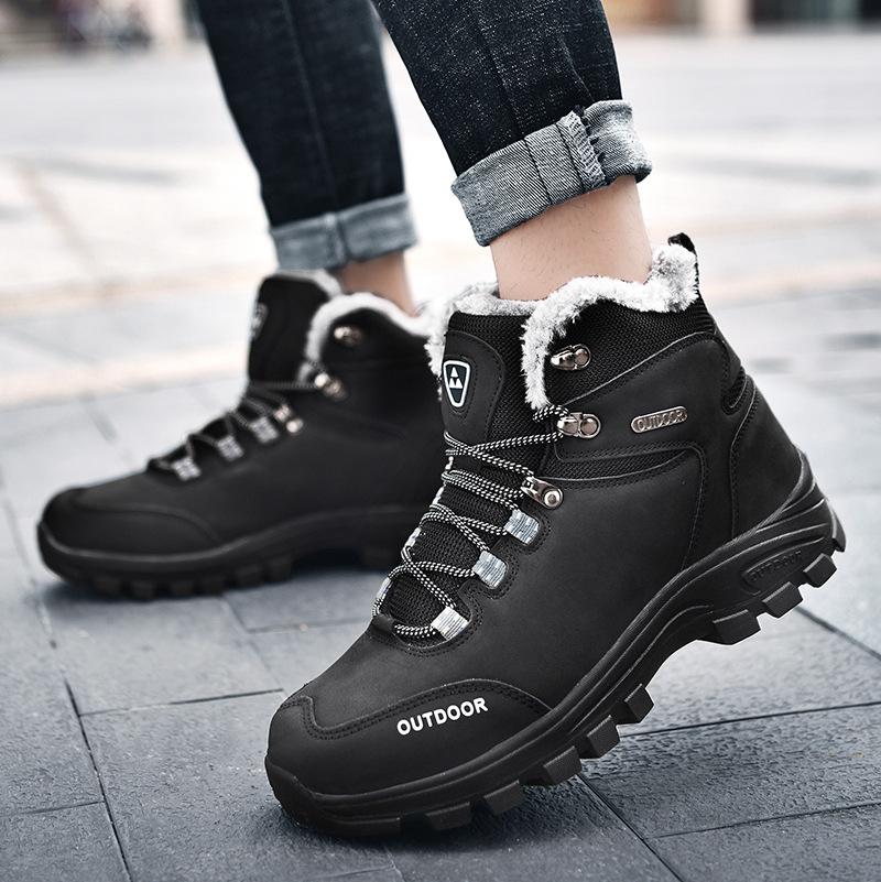 Men's faux fur high cut lace-up snow boots | Outdoors hiking boots for winter