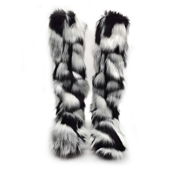 Women's warm plush lining knee high fuzzy snow boots