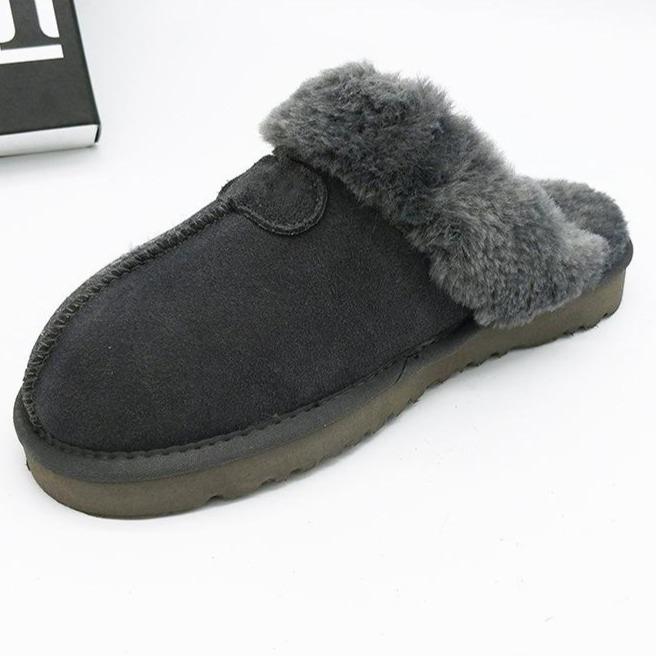 Women's winter faux fur lining closed toe slippers