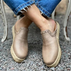 Women's closed toe espadrille platform mules | Summer slip on loafers