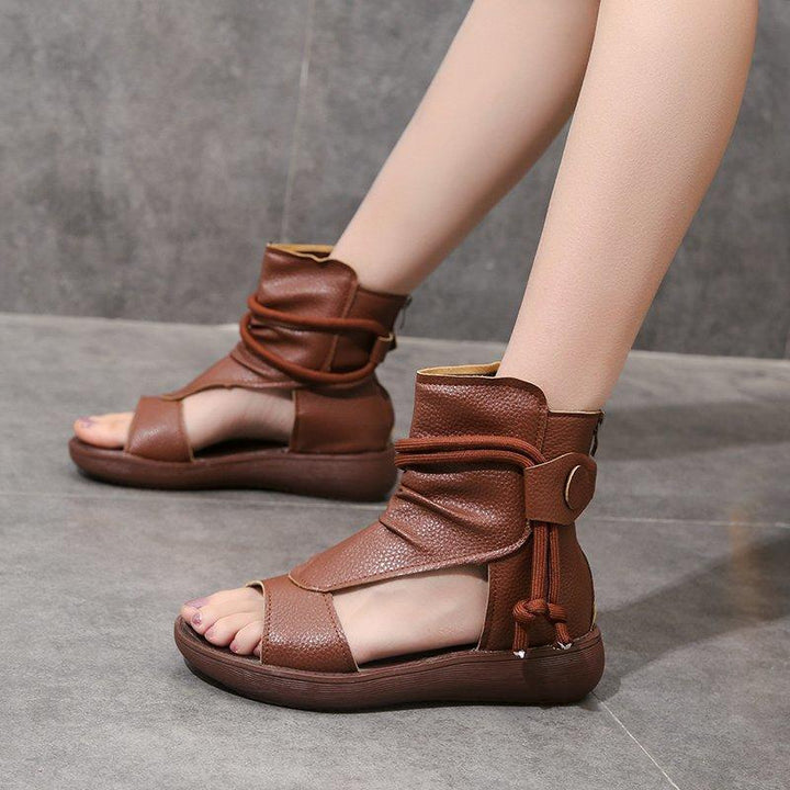 Women's retro side cut gladiator sandals booties