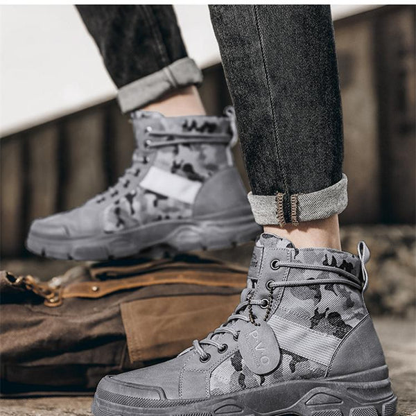 High cut camo boots for men | Front lace destert combat boots