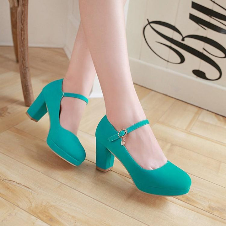 Women's buckle strap high heels dress shoes