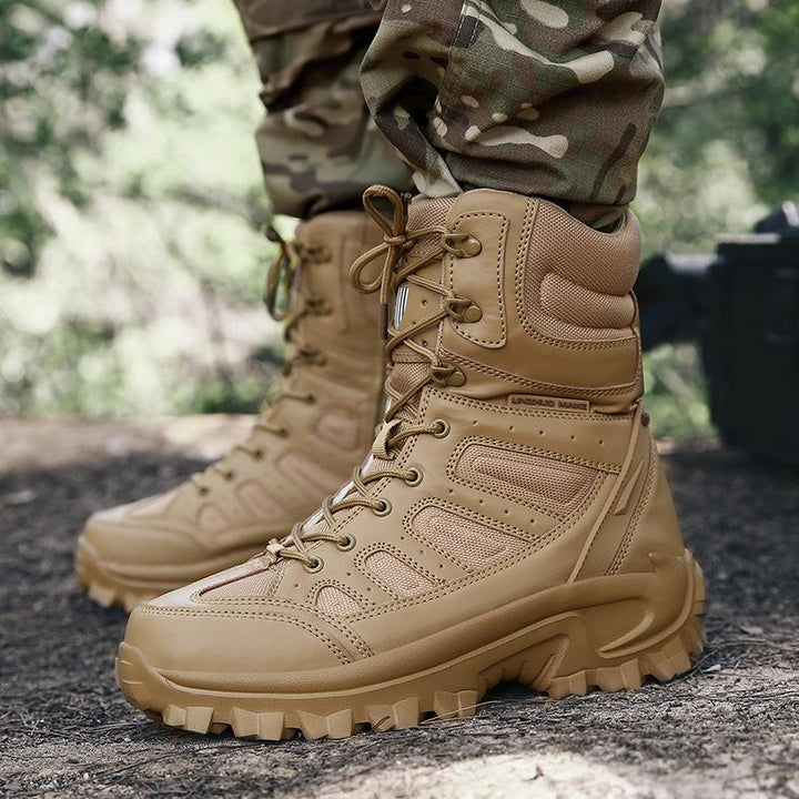 Men's chunky platform anti-skid military combat boots | High cut front lace boots