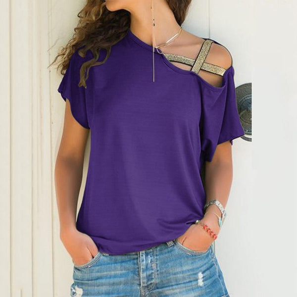 Women's sexy cold shoulder t-shirts