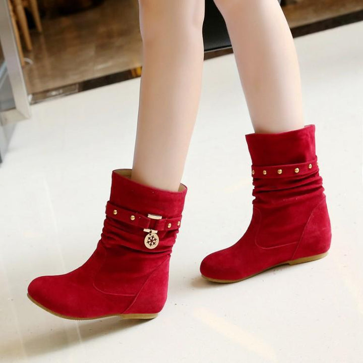 Women's faux suede mid calf slouch boots for fall winter