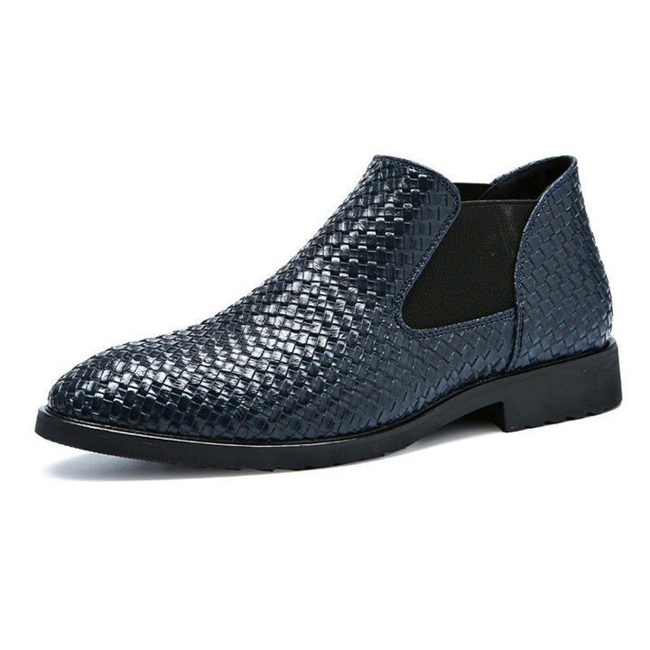 Men's plaid slip on chelsea boots Casual daily workwear shoes