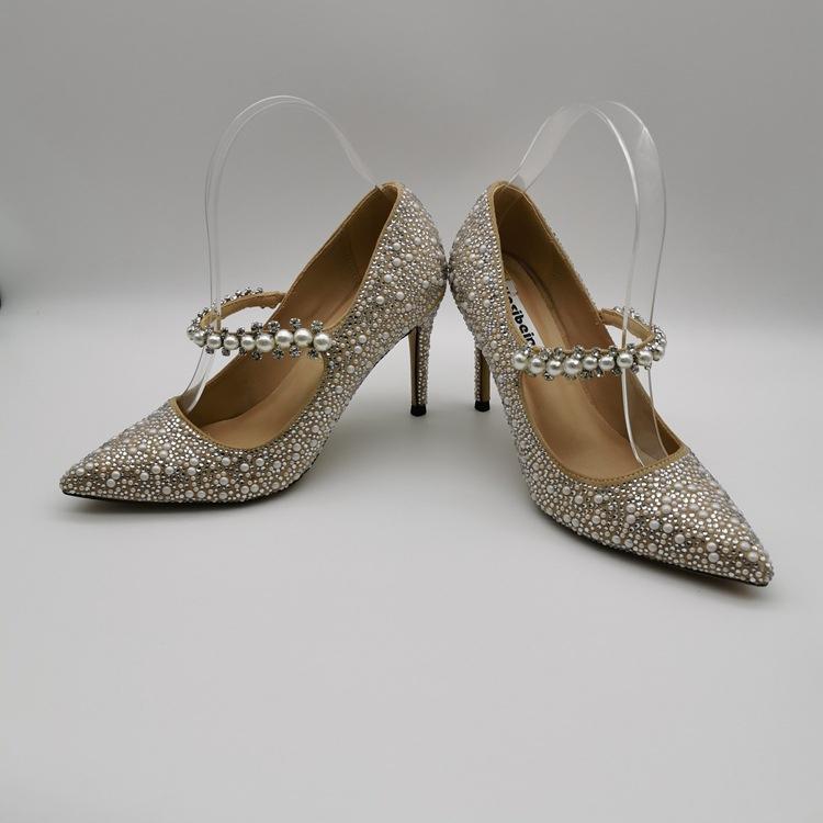 Wedding rhinestone pearls marry jane heels