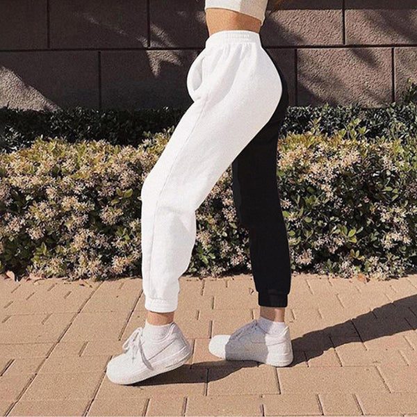 Women's 2 tones color block sweatpants | Baggy track pants with pockets
