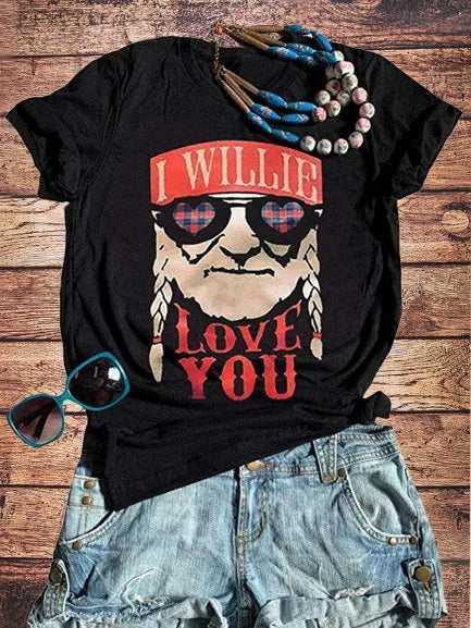 Vintage Short Sleeve Statement Letter Printed Plus Size Casual Tops - fashionshoeshouse