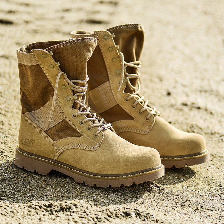 Men's khaki tactical boots high cut military combat boots