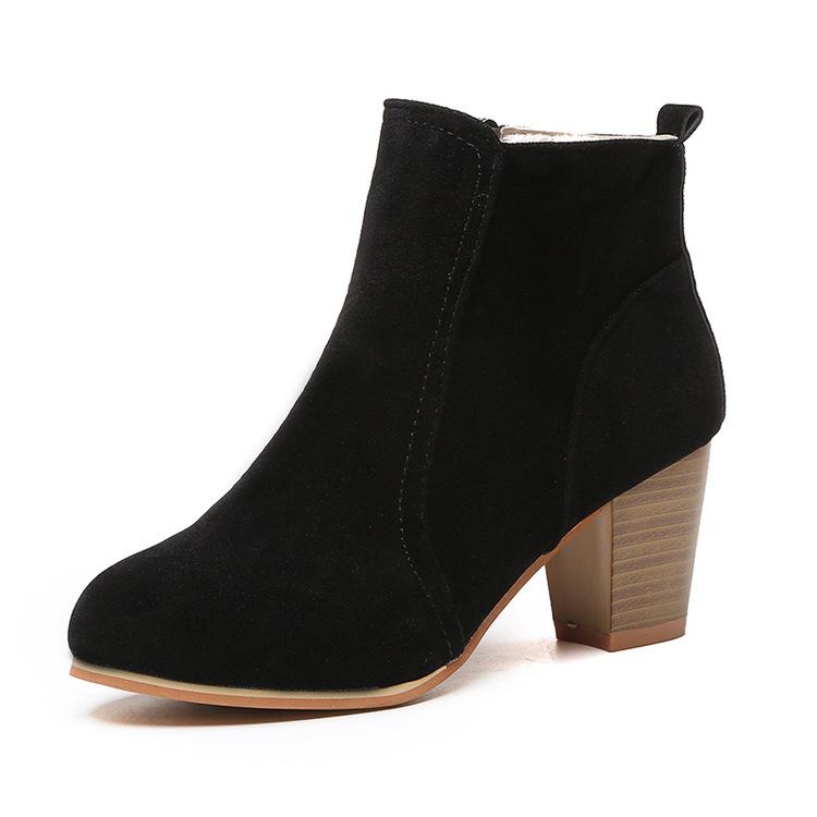 Women's faux suede stacked block heel ankle boots