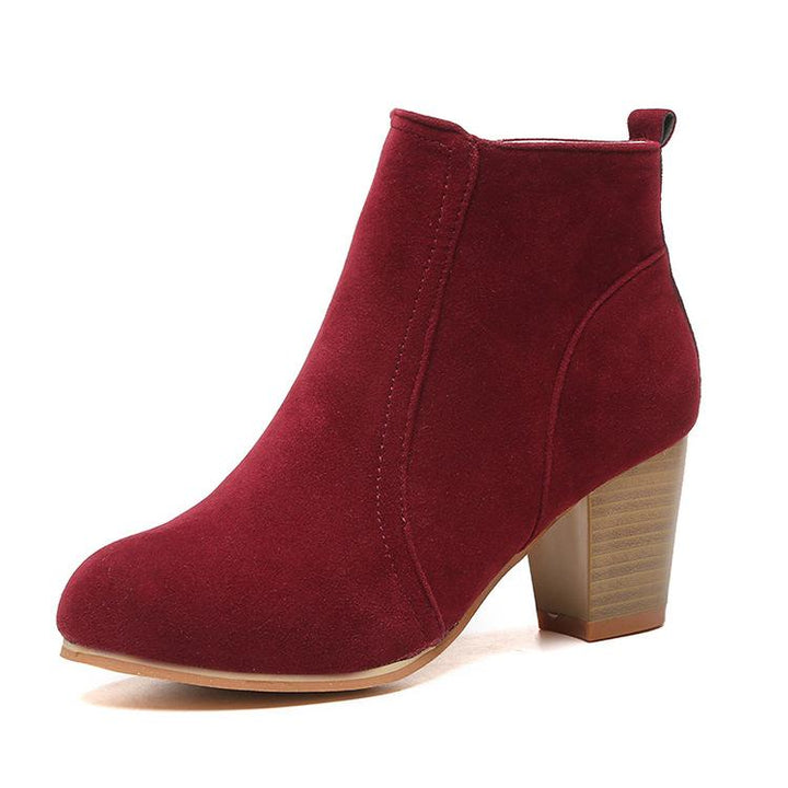 Women's faux suede stacked block heel ankle boots