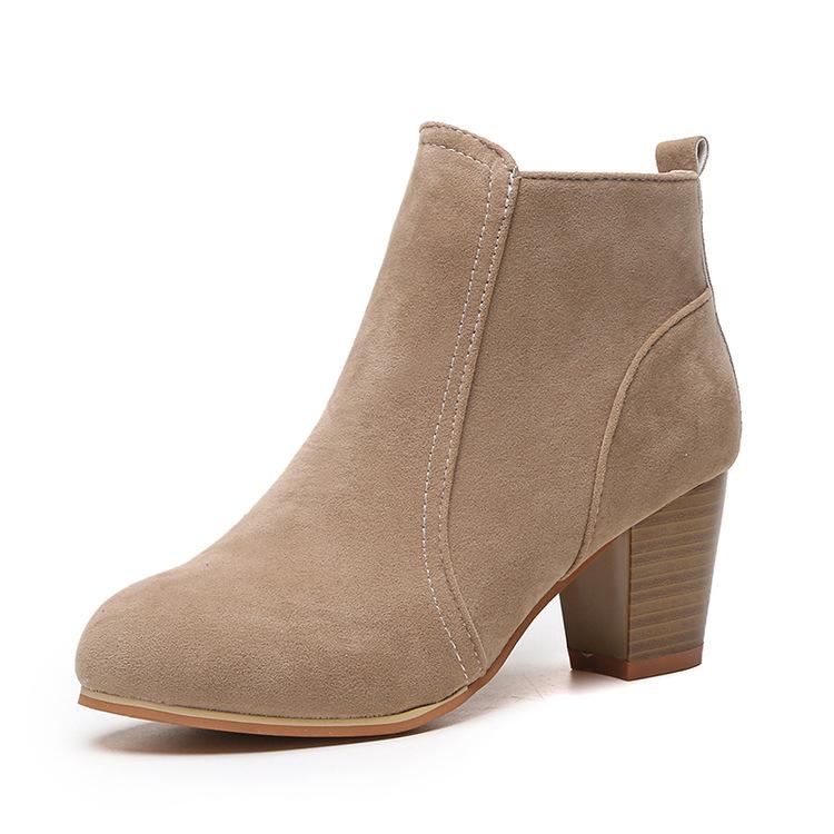 Women's faux suede stacked block heel ankle boots